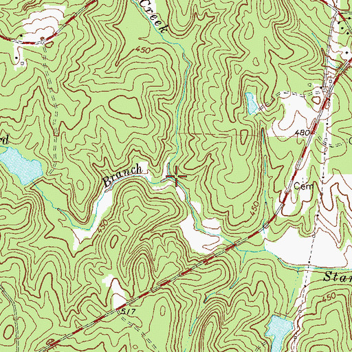 Topographic Map of Hansford Branch, GA