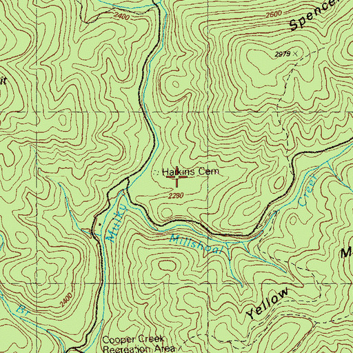 Topographic Map of Harkins Cemetery, GA