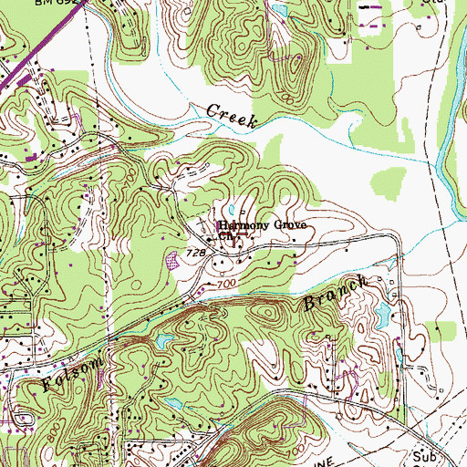 Topographic Map of Harmony Grove Church, GA