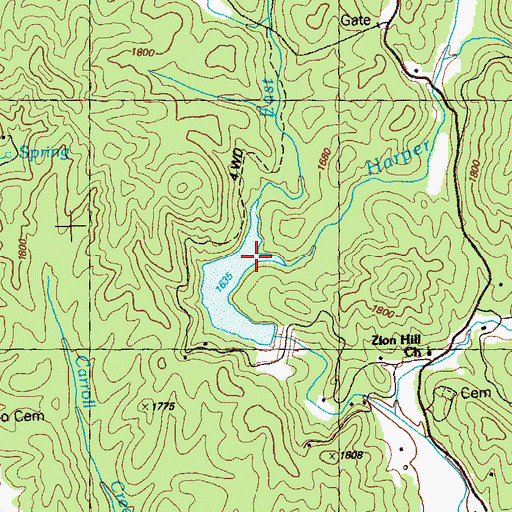 Topographic Map of Harper Creek, GA