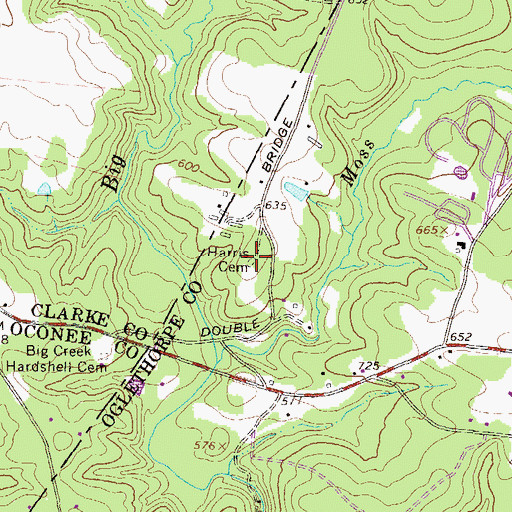 Topographic Map of Harris Cemetery, GA