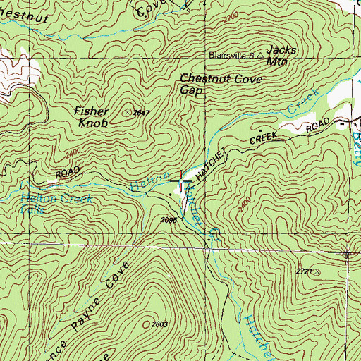 Topographic Map of Hatchet Creek, GA