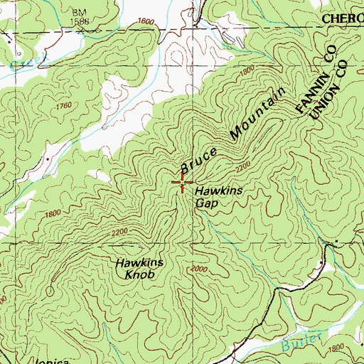 Topographic Map of Hawkins Gap, GA
