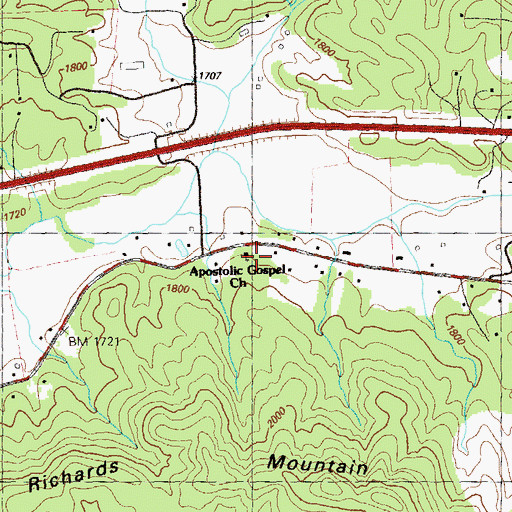 Topographic Map of Hemp Church, GA