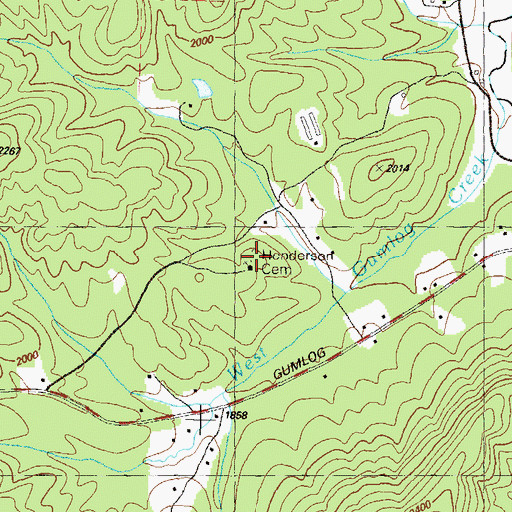 Topographic Map of Henderson Cemetery, GA