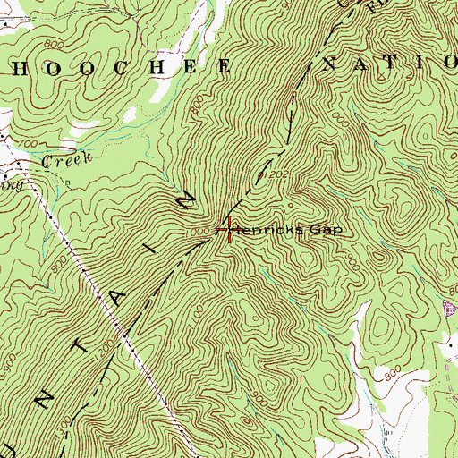 Topographic Map of Henricks Gap, GA