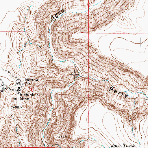 Topographic Map of Perry Tank Canyon, AZ