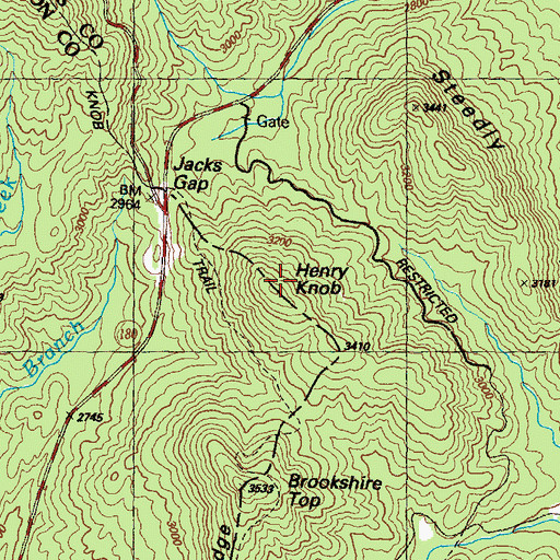 Topographic Map of Henry Knob, GA