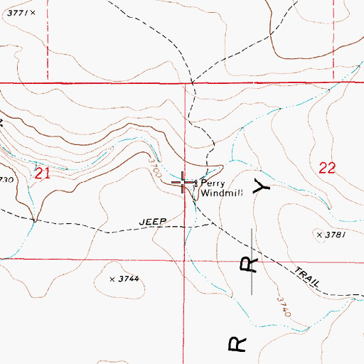 Topographic Map of Perry Windmill, AZ