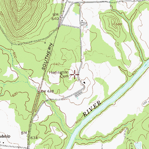 Topographic Map of Herington Cemetery, GA