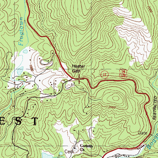 Topographic Map of Hester Gap, GA