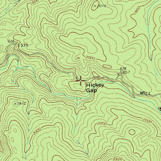 Topographic Map of Hickey Gap, GA