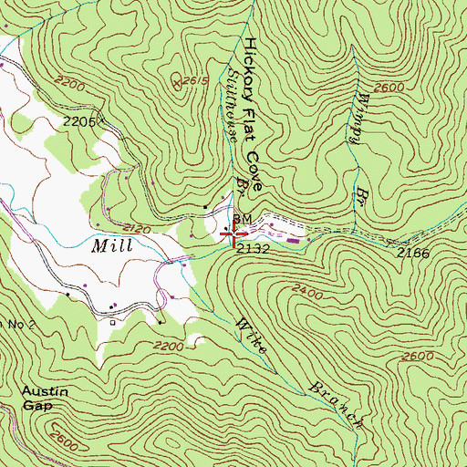 Topographic Map of Hickory Flat Cove, GA