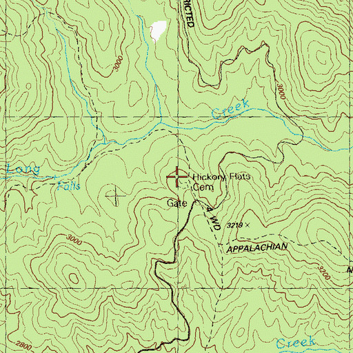 Topographic Map of Hickory Flats Cemetery, GA