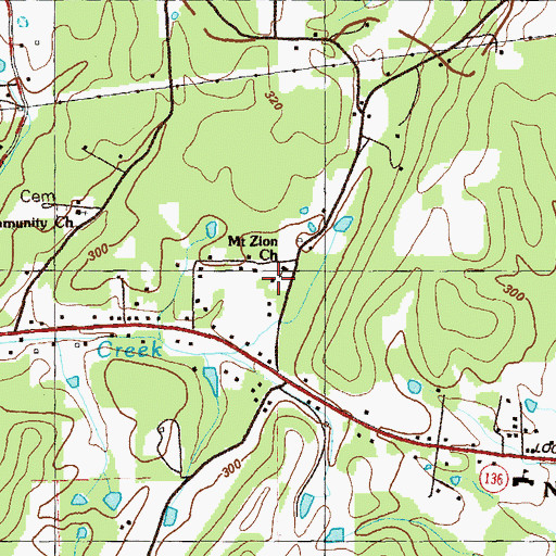 Topographic Map of Hickory Hill School, GA