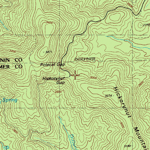 Topographic Map of Hickorynut Gap, GA