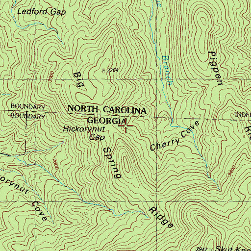Topographic Map of Hickorynut Gap, GA