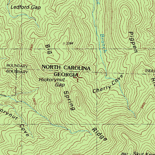 Topographic Map of Hickorynut Gap, GA