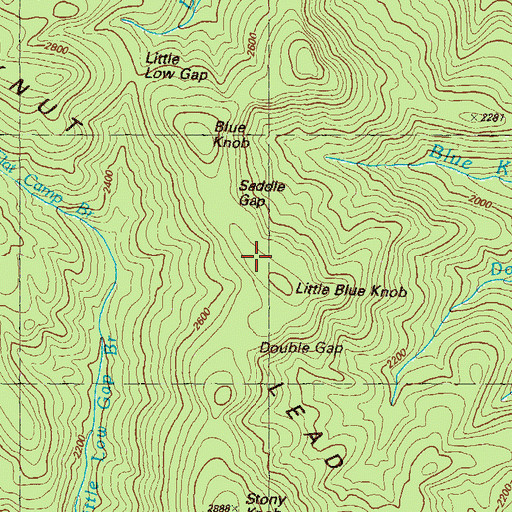 Topographic Map of Hickorynut Lead, GA