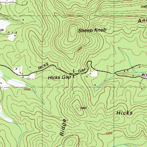 Topographic Map of Hicks Gap, GA