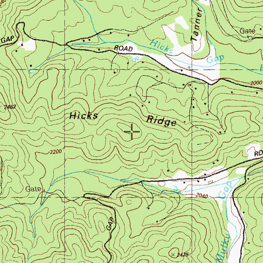 Topographic Map of Hicks Ridge, GA