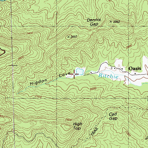 Topographic Map of Higdon Cove, GA