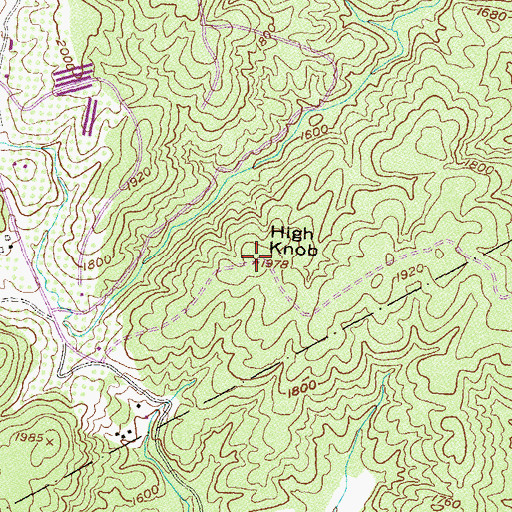 Topographic Map of High Knob, GA