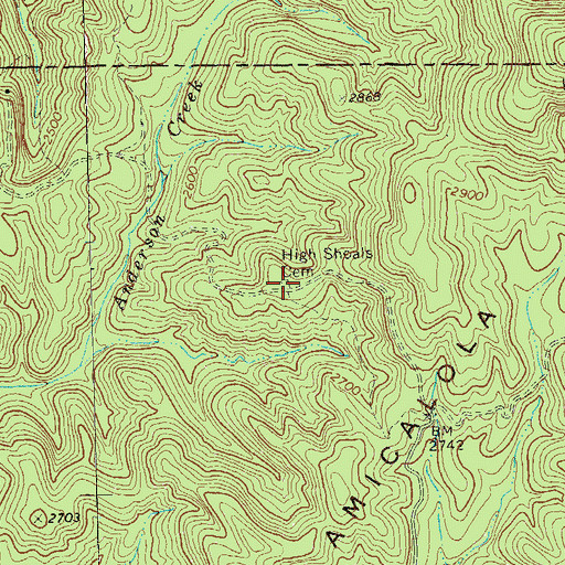 Topographic Map of High Shoals Cemetery, GA