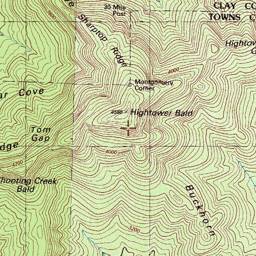 Topographic Map of Hightower Bald, GA