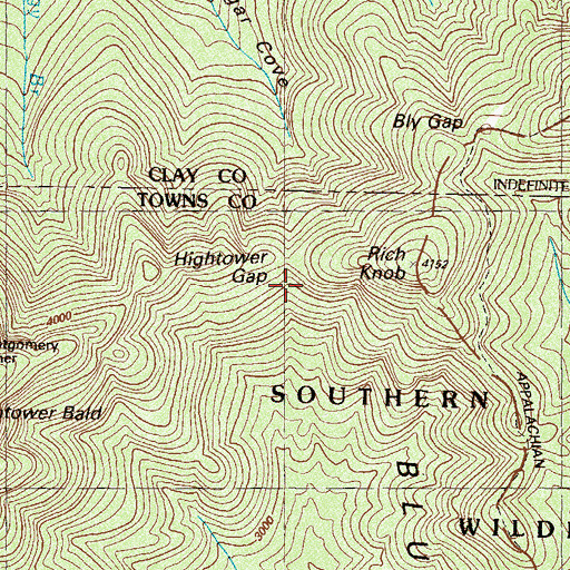 Topographic Map of Hightower Gap, GA