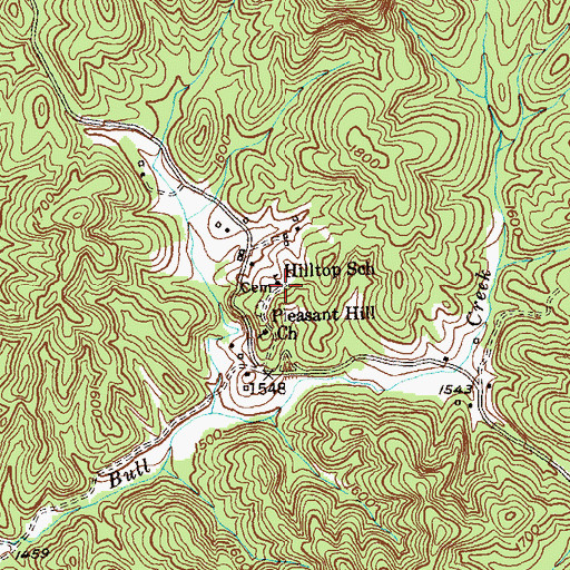 Topographic Map of Hilltop School, GA