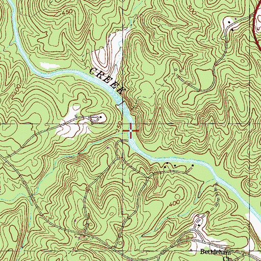 Topographic Map of Hitchcock Branch, GA
