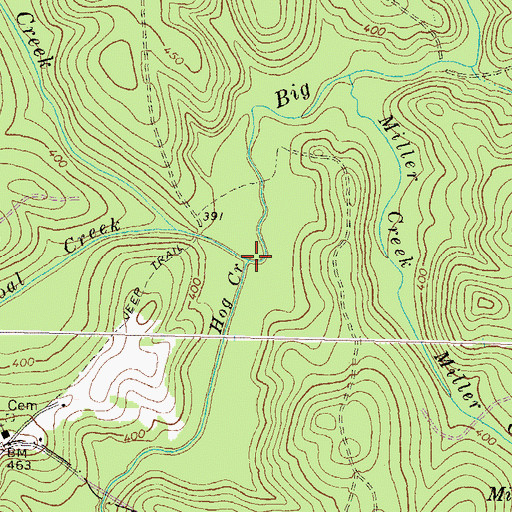 Topographic Map of Hog Creek, GA
