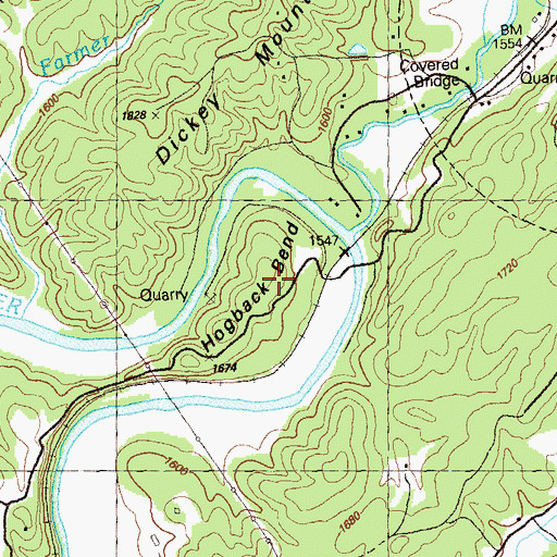 Topographic Map of Hogback Bend, GA
