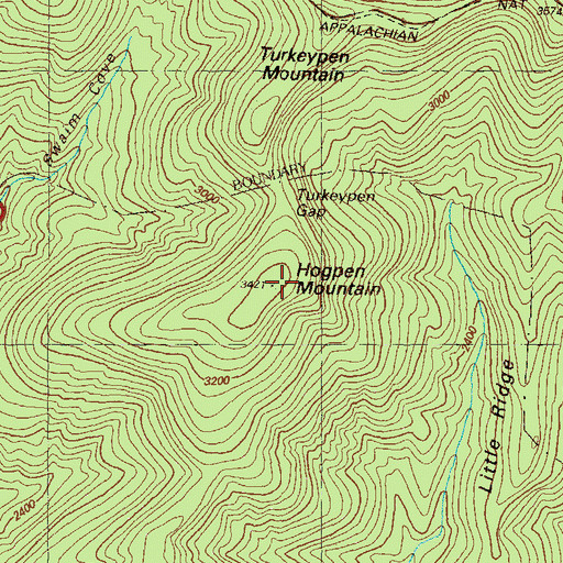 Topographic Map of Hogpen Mountain, GA