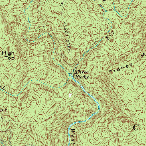 Topographic Map of Holcomb Creek, GA