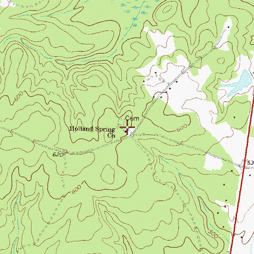 Topographic Map of Holland Springs Baptist Church, GA