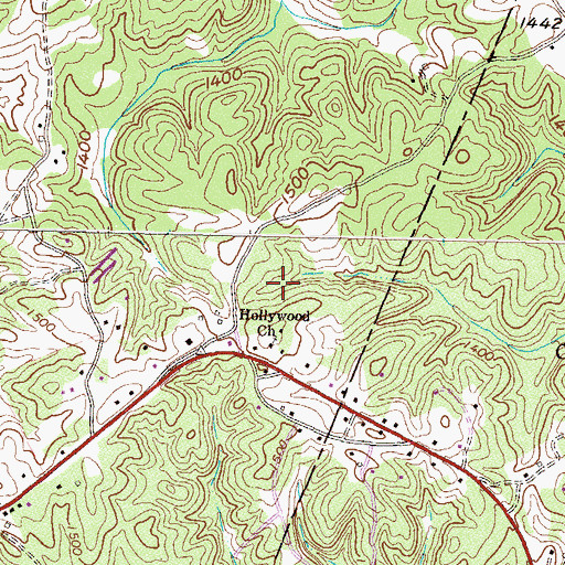 Topographic Map of Hollywood Church, GA