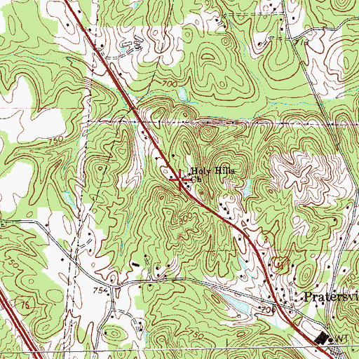 Topographic Map of Holy Hills Church, GA
