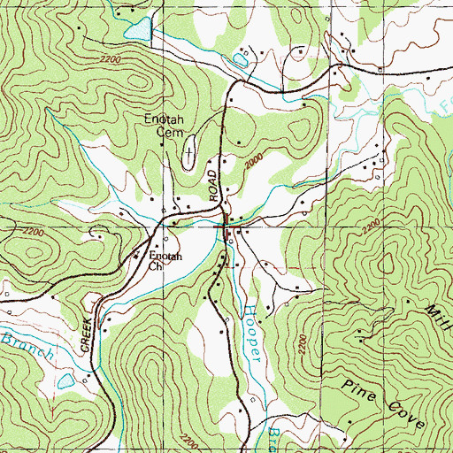 Topographic Map of Hooper Branch, GA