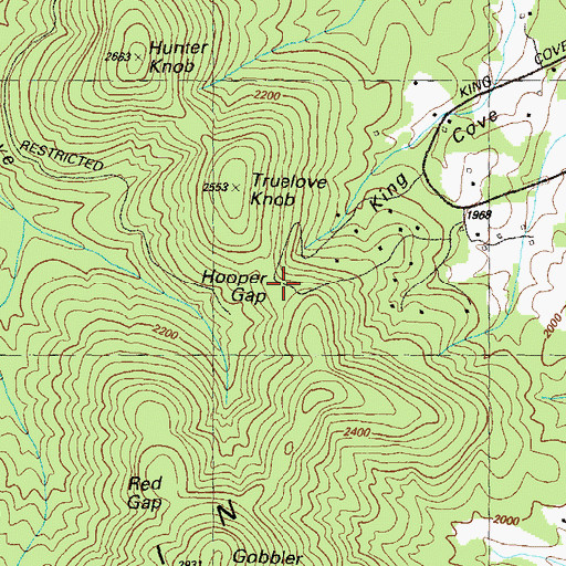 Topographic Map of Hooper Gap, GA