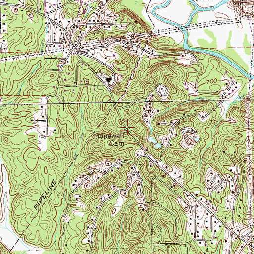 Topographic Map of Hopewell Cemetery, GA