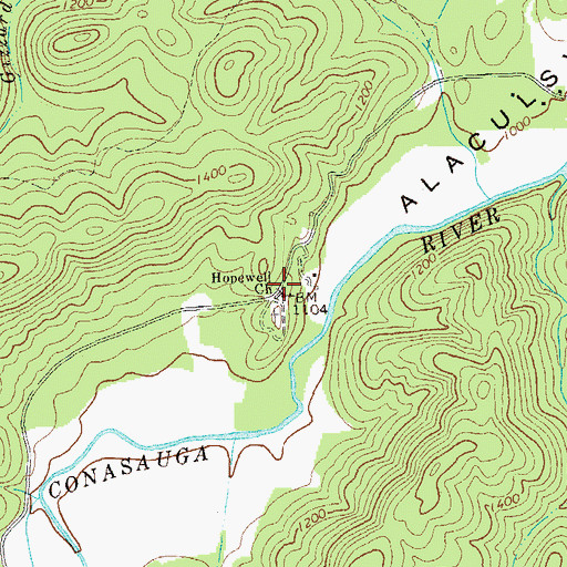 Topographic Map of Hopewell Church, GA