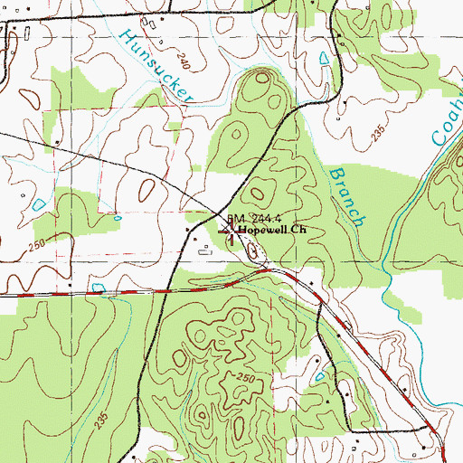 Topographic Map of Hopewell Baptist Church, GA