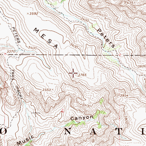 Topographic Map of Peters Mesa, AZ