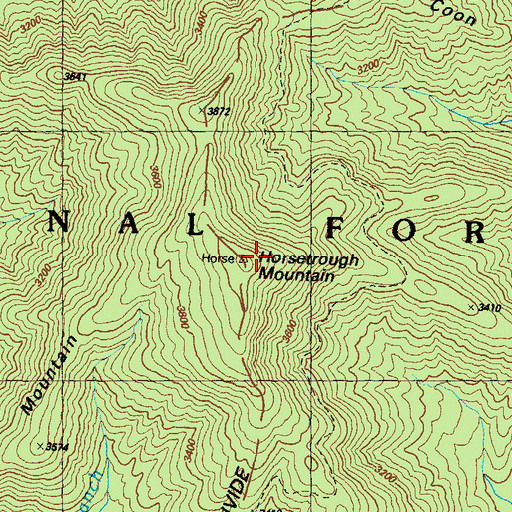 Topographic Map of Horsetrough Mountain, GA