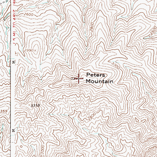 Topographic Map of Peters Mountain, AZ