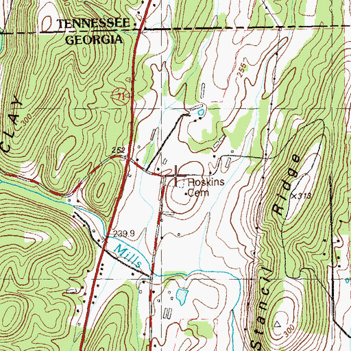 Topographic Map of Hoskins Cemetery, GA
