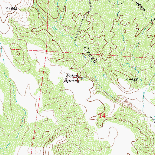 Topographic Map of Peters Spring, AZ