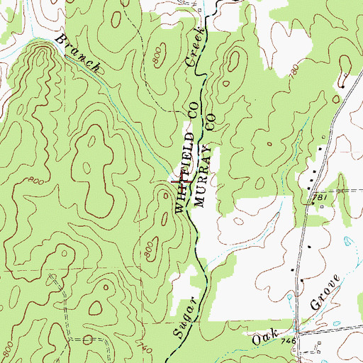 Topographic Map of Hughes Branch, GA